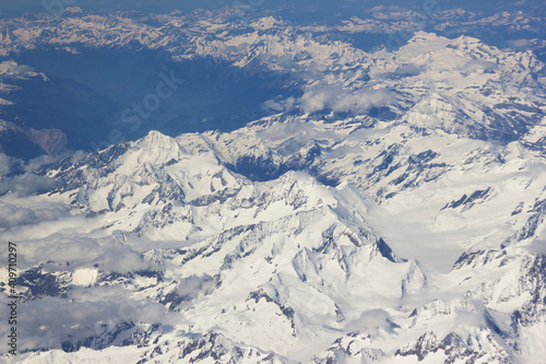 Alps - aerial view from window of airplane