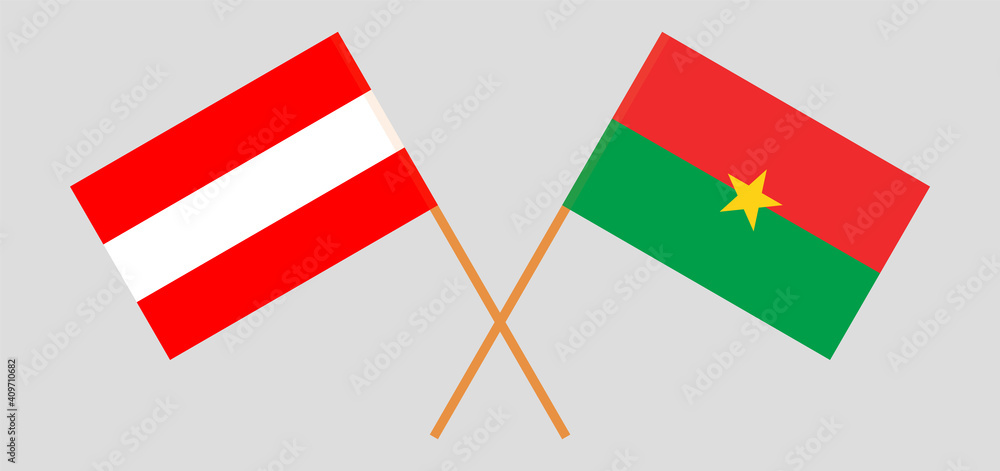 Crossed flags of Austria and Burkina Faso