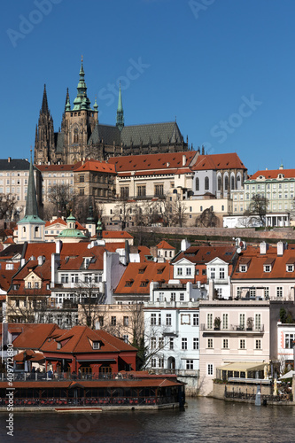 view of Prague's little district and Prague castle and cathedral