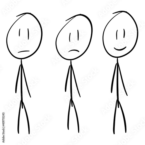 Three Persons. Vector scetch illustration. Three simple drawn persons.