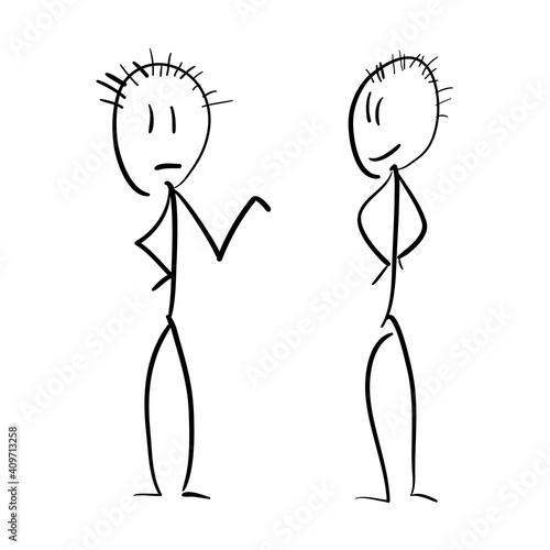 Two Persons. Vector scetch illustration. Two simple drawn persons.