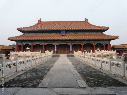 Frontal view of a pavilion in the Forbidden City, Beijing
