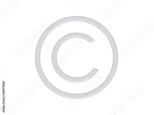 Copyright sign of gray or silver color