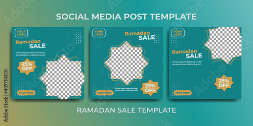 Social media post template for ramadan month promotion sale.