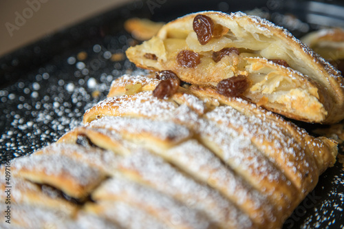 Traditional homemade apple strudel.