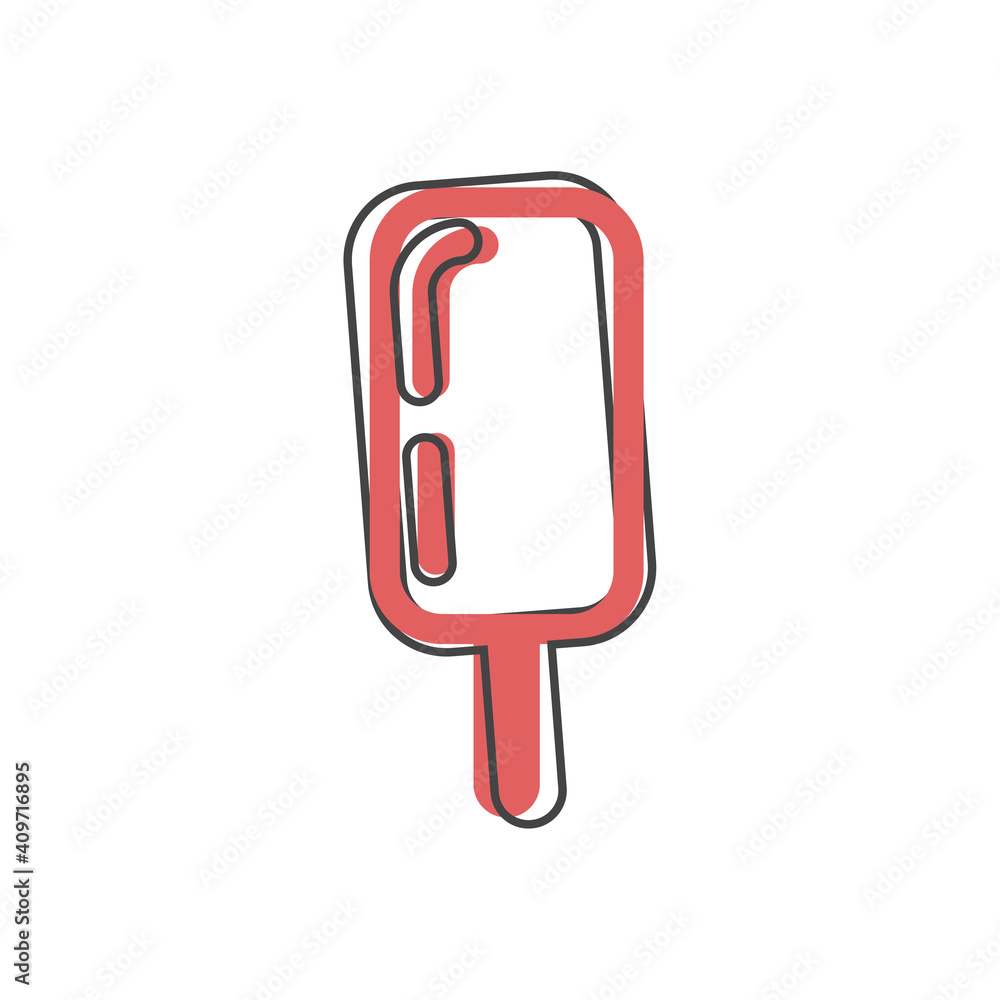 Vector icon ice cream. Ice cream illustration on cartoon style on cartoon style on white isolated background. Vector icon ice cream. Ice cream illustration on cartoon style on cartoon style on white isolated background.