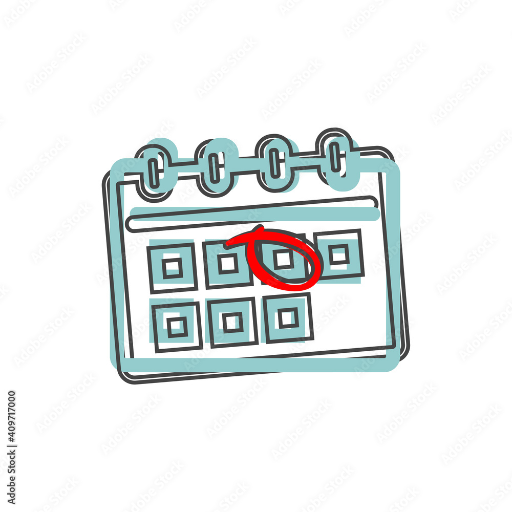 Calendar vector icon on cartoon style on white isolated background. Calendar vector icon on cartoon style on white isolated background.