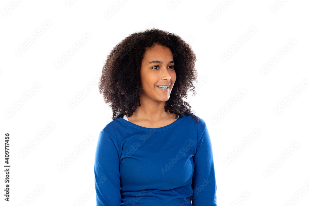 Teenager girl wearing blue sweater Teenager girl wearing blue sweater