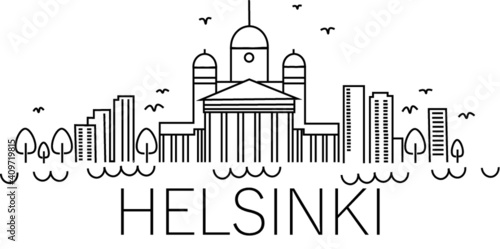 Helsinki city scape line art