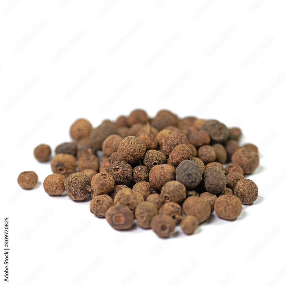 Piment, Pimenta dioica, vor weißem Hintergrund Piment, Pimenta dioica, vor weißem Hintergrund