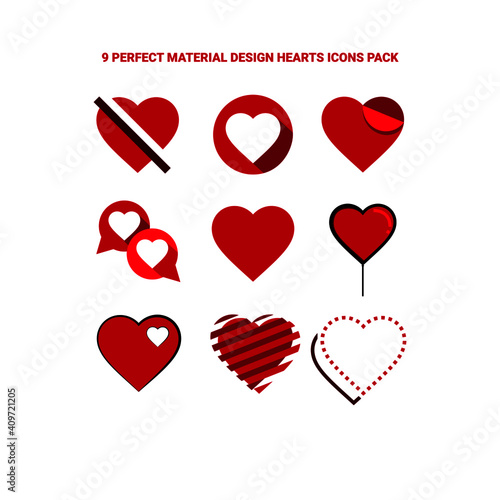 Wallpaper Mural 9 Perfect Material Design Hearts Icons Pack Torontodigital.ca