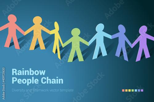 Rainbow people team in chain