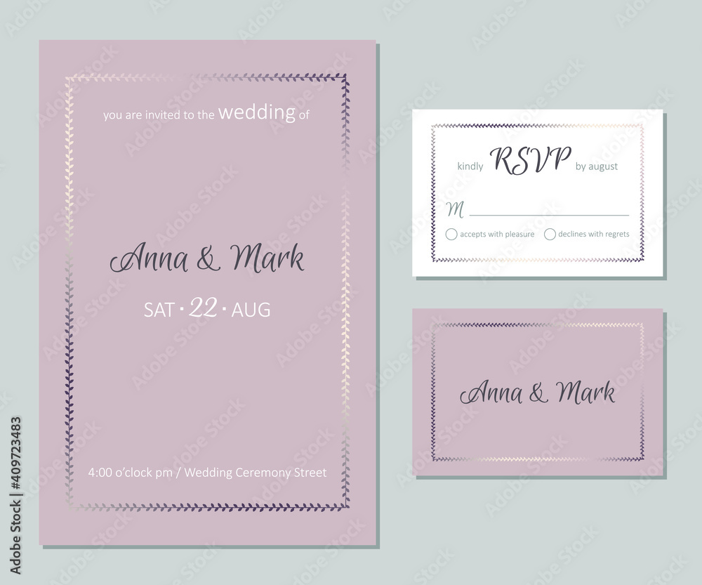Pastel wedding invitation card template design