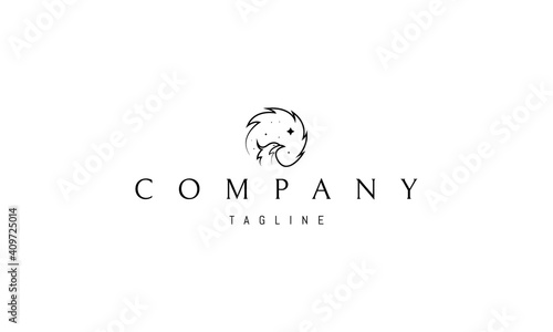 Vector logo on which an abstract image of a phoenix bird in a linear style.