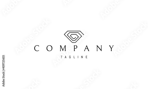 Vector logo on which an abstract image of a diamond in a linear style.