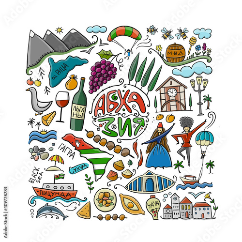 Abkhazia Travel. Culture and People. Background for your design