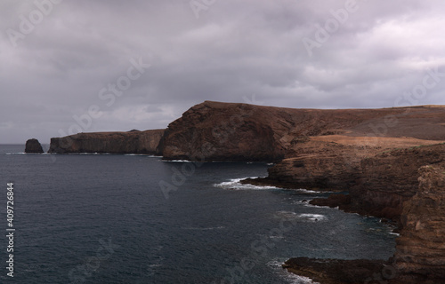 Gran Canaria, landscape of steep eroded north west coast of Galdar and Agaete municipalities, hike between villages Sardina del Norte and Puerto de Las Nieves