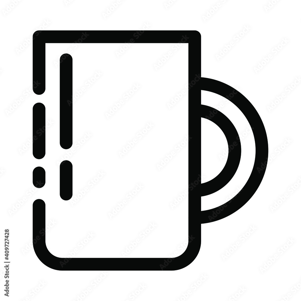 Tea mug. Coffee shop, food, drink and website related outline icon on a white background. With cuts, cutouts EPS Vector Tea mug. Coffee shop, food, drink and website related outline icon on a white background. With cuts, cutouts EPS Vector