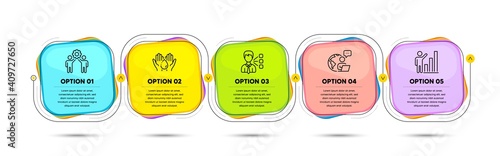 Third party, Wash hands and Employees teamwork line icons set. Timeline process flowchart. Graph chart sign. Team leader, Skin care, Collaboration. Growth report. People set. Vector