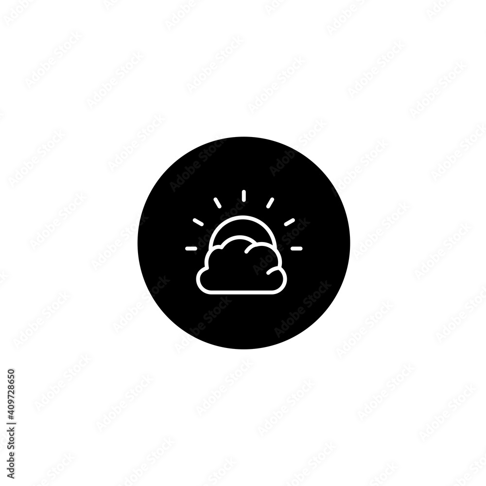 Cloudy sunny icon in black round style. Weather and season icons Cloudy sunny icon in black round style. Weather and season icons