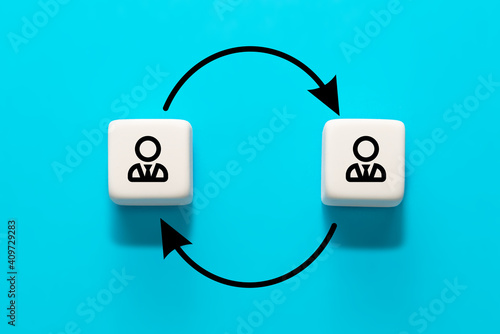 Human resource management and recruitment concept. Job rotation or staff turnover icon. photo