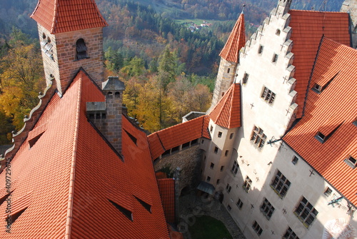 View from old castle tower at Bouzov Castle, Czech Republic