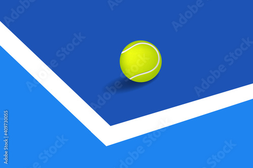 Blue tennis hard court with ball, vector illustration
