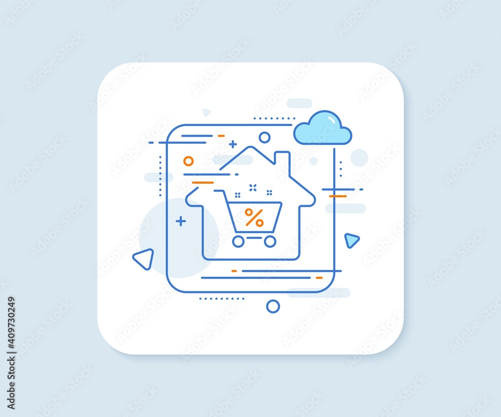 Loan shopping cart line icon. Abstract vector button. Discount percent sign. Credit percentage symbol. Loan percent line icon. Home concept badge. Vector Loan shopping cart line icon. Abstract vector button. Discount percent sign. Credit percentage symbol. Loan percent line icon. Home concept badge. Vector