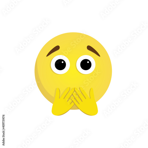 Yellow flushed face emoji with shocked eyes, raised eyebrows, and closed mouth