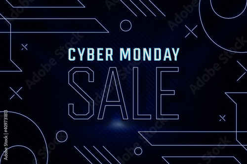 Cyber Monday neon sale banner background