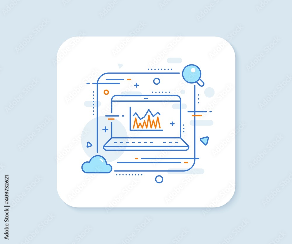 Line chart icon. Abstract vector button. Financial growth graph sign. Stock exchange symbol. Investment line icon. Laptop concept badge. Vector Line chart icon. Abstract vector button. Financial growth graph sign. Stock exchange symbol. Investment line icon. Laptop concept badge. Vector