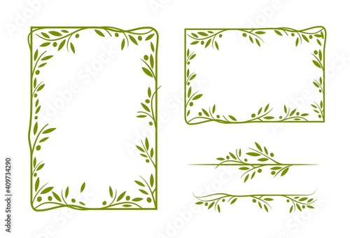 Olive tree border. Vector element. EPS10.	