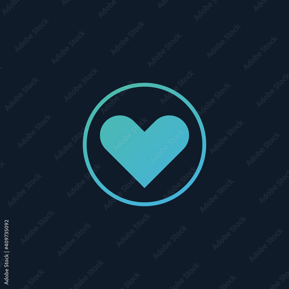 Heart Icon Vector in circle. Perfect Love symbol. Valentine's Day sign, emblem. Stock Vector illustration isolated on dark background. Heart Icon Vector in circle. Perfect Love symbol. Valentine's Day sign, emblem. Stock Vector illustration isolated on dark background.