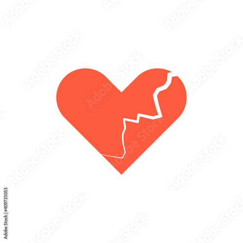 broken heart icon, heart with crack symbol. Stock Vector illustration isolated on white background.