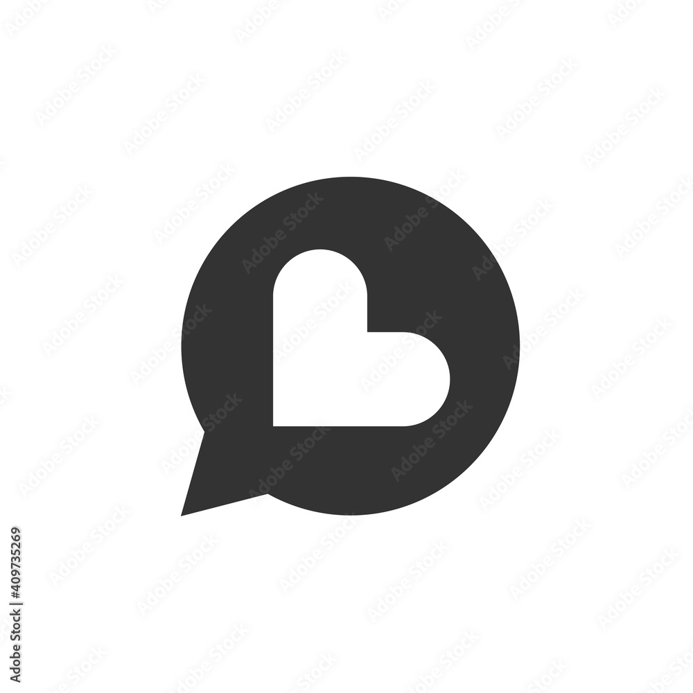 Love heart chat bubble icon. Love messsage, love conversation. Stock Vector illustration isolated on white background. Love heart chat bubble icon. Love messsage, love conversation. Stock Vector illustration isolated on white background.