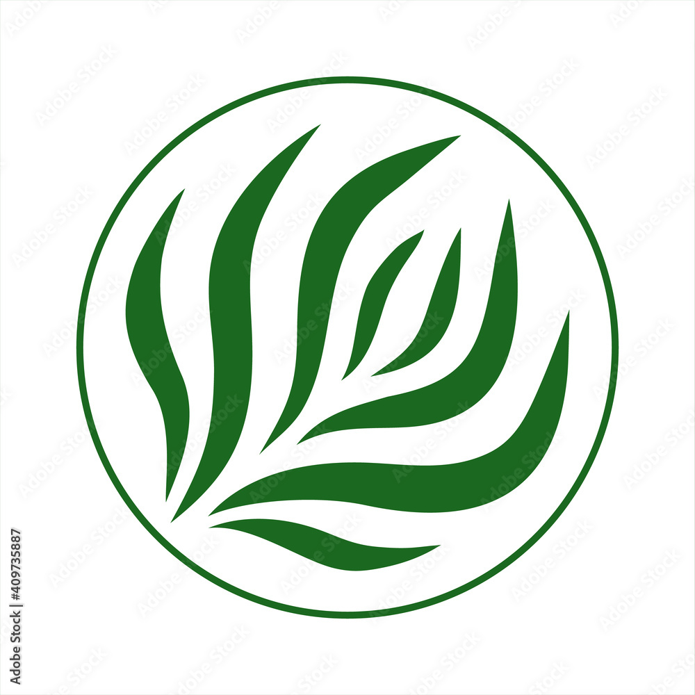 Vector abstract green round logo design templates - emblems for holistic medicine centers, natural and organic food products and packaging. Label with green branch with leaves on white background. Vector abstract green round logo design templates - emblems for holistic medicine centers, natural and organic food products and packaging. Label with green branch with leaves on white background.