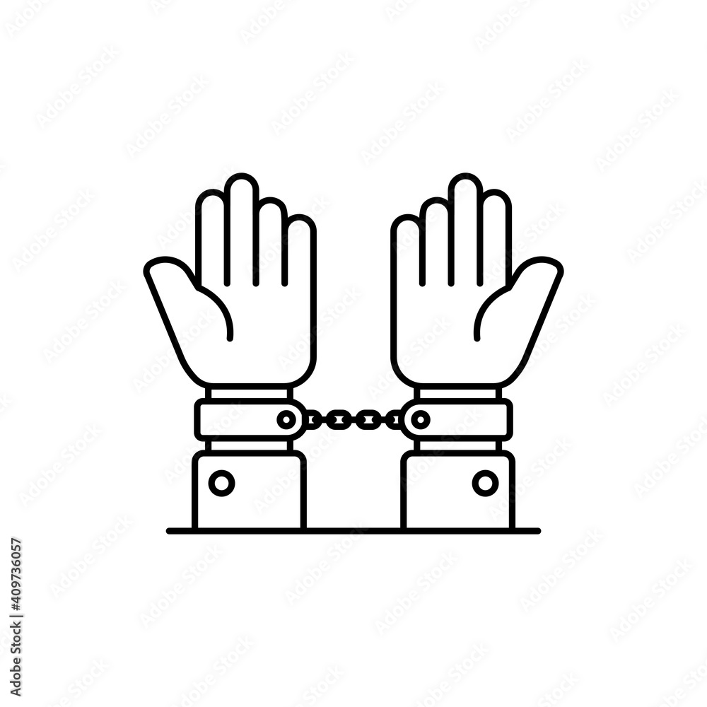 Handcuffs vector outline icon style illustration. EPS 10 file Handcuffs vector outline icon style illustration. EPS 10 file