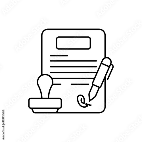 Legal Law vector outline icon style illustration. EPS 10 file 