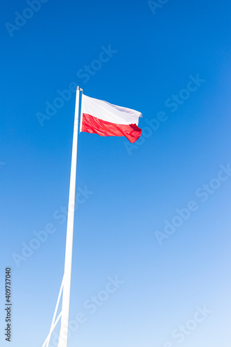 Flag of Poland on the wind