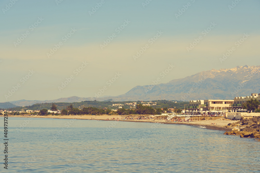 The Mediterranean coast on the island of Crete in Kolimbari.