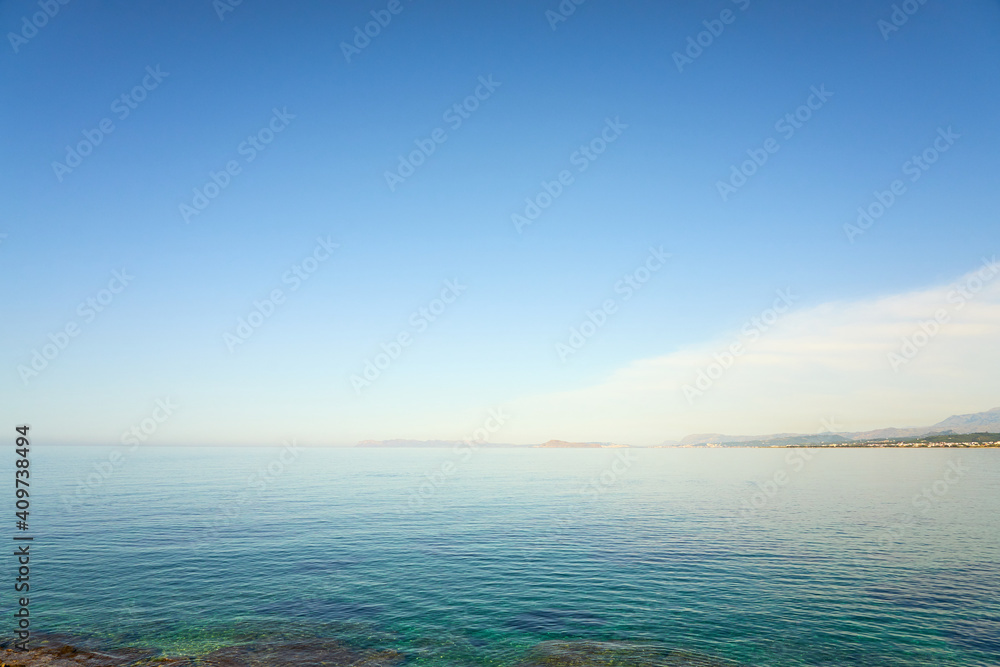 The Mediterranean coast on the island of Crete in Kolimbari. The Mediterranean coast on the island of Crete in Kolimbari.