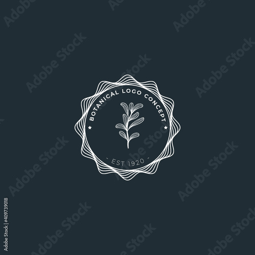 Mistletoe botanical minimal line art hand drawn logo