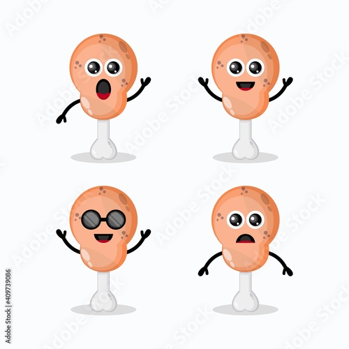 fried chicken thighs logo mascot character