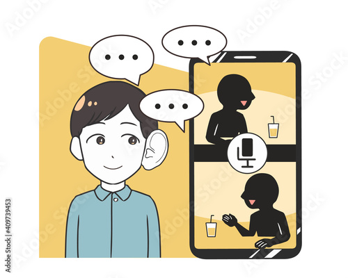 音声版SNSを聞く男性