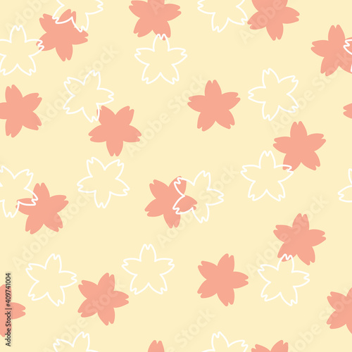 Simple cherry blossom doodle repeat pattern design