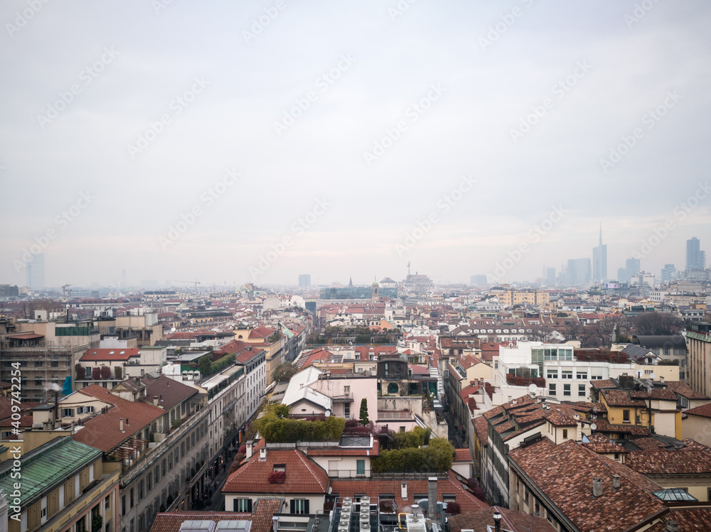 Rare aerial view of Milan, Italy