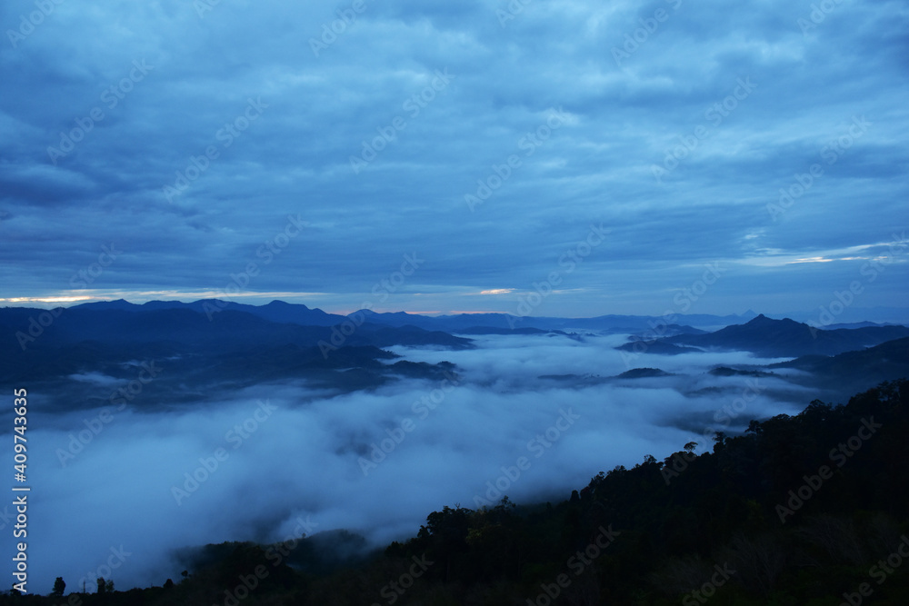 Beautiful Sea of Mist in Betong , Thailand. in morning time Beautiful Sea of Mist in Betong , Thailand. in morning time