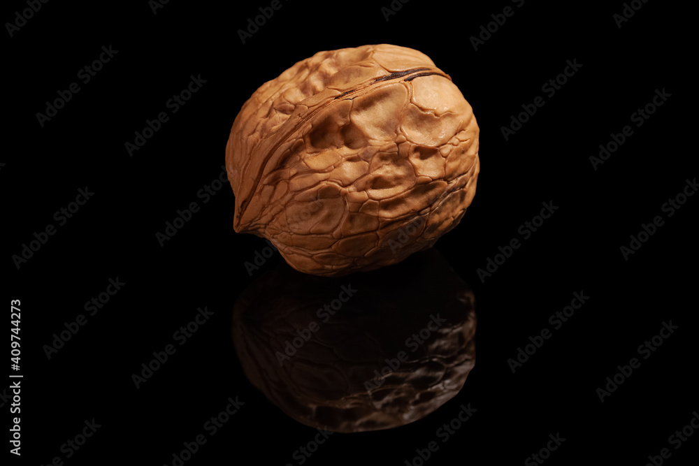 Obraz premium Walnut on black background