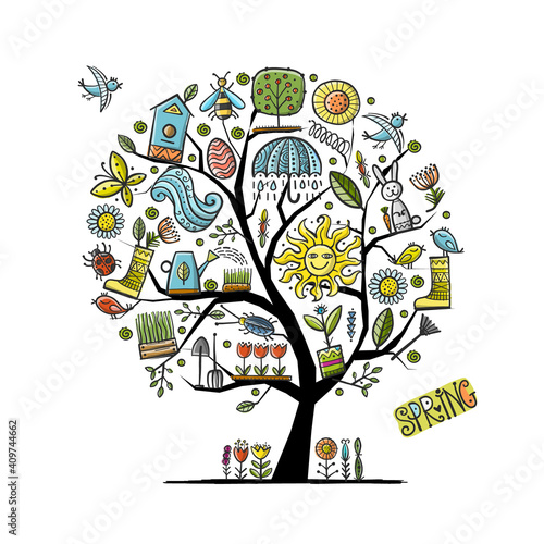 Spring Concept Tree. Gardening Art for your design. Easter Holiday