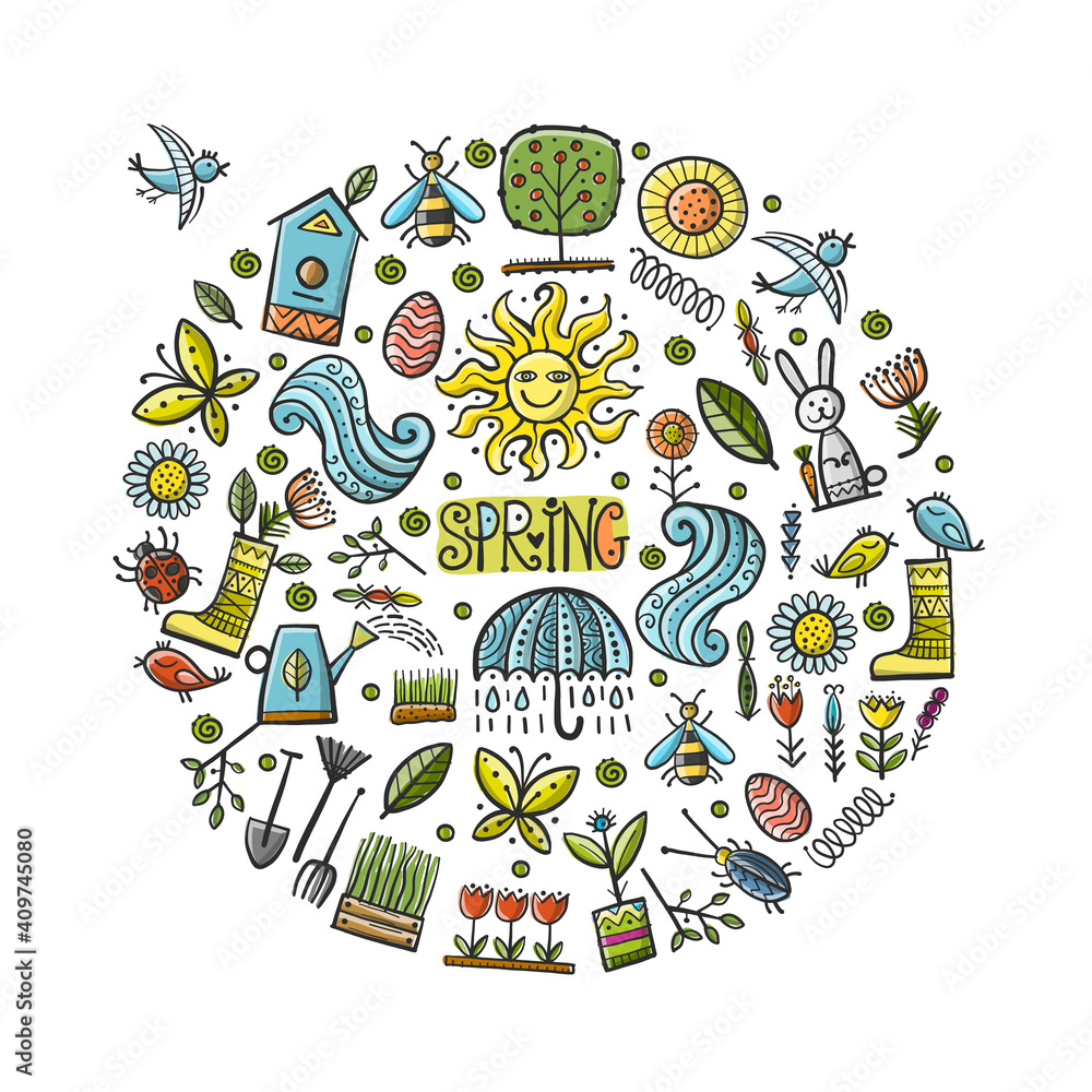 Naklejka premium Spring time background. Gardening Frame Design. Happy Easter Art.